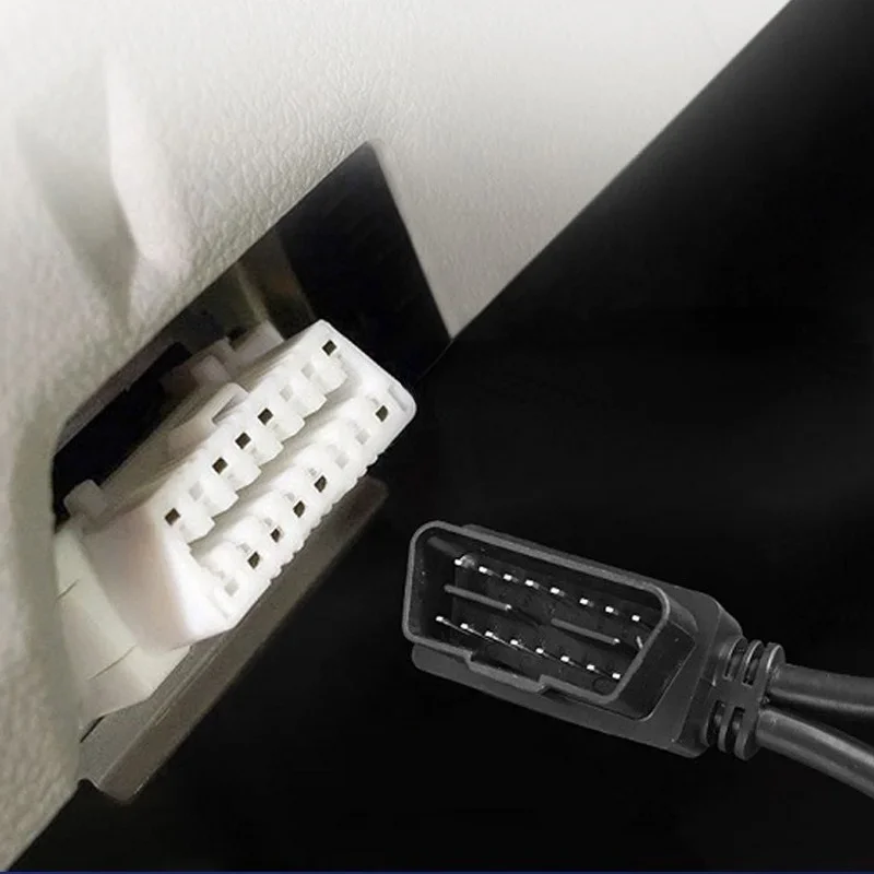 1 To 2 OBD Connector Adapter Cable, 30CM OBD2 16 Pin Cable Extension Splitter Male To Dual Female Y OBD 16Pin Cable