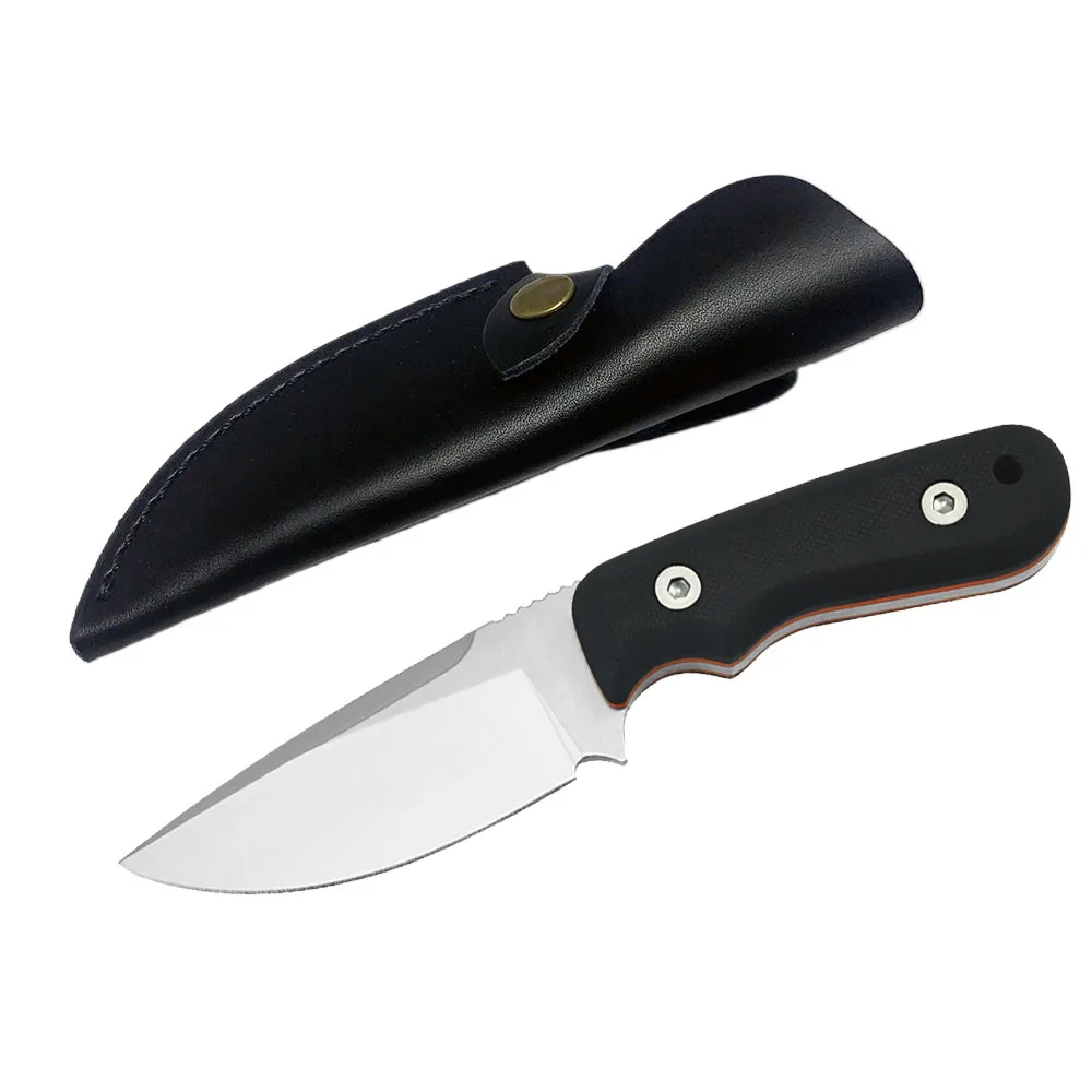 

G10 Handle Fixed Knife D2 Steel Blade Outdoor Camping Portable Pocket Knife Tactical Military Fruit Cutter with Leather Case