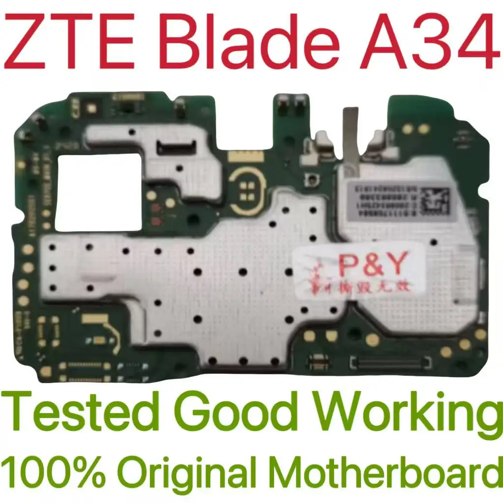 Placa base Original desbloqueada versión Global para ZTE Blade A34 placa de circuito probado placa lógica principal para ZTE Blade A34