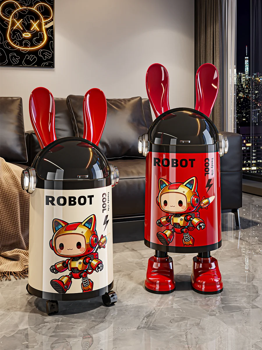 

Large Size High Capaci Cute Home Use Tra Can for Living Room Batoom Bedroom Luxury mat round ape Plastic Bin