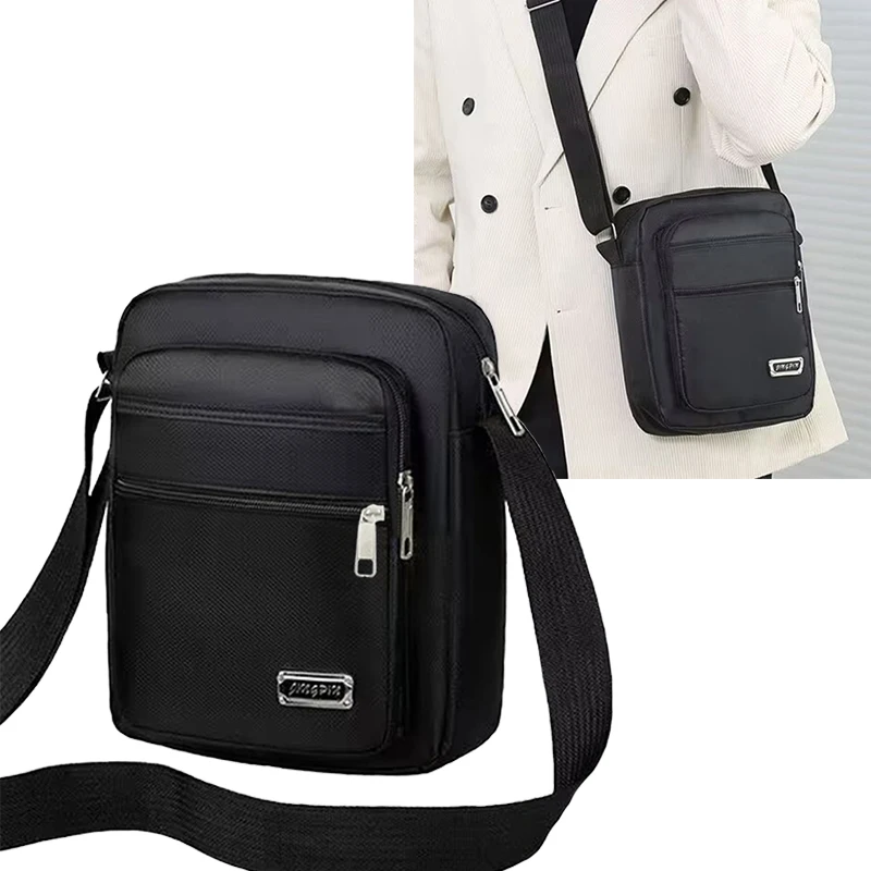 

Сумка через плечо нейтрального цвета для мужчин и женщин, с несколькими карманами и из нейлонового материала, подходящая для деловых поездок.