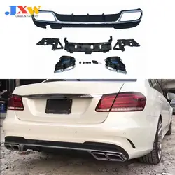 Rear Diffuser with Exhaust Tips for Benz E Class W212 E350 E400 E63 AMG Sport 2013-2016 Not for Standard Rear Bumper Lip Spoiler