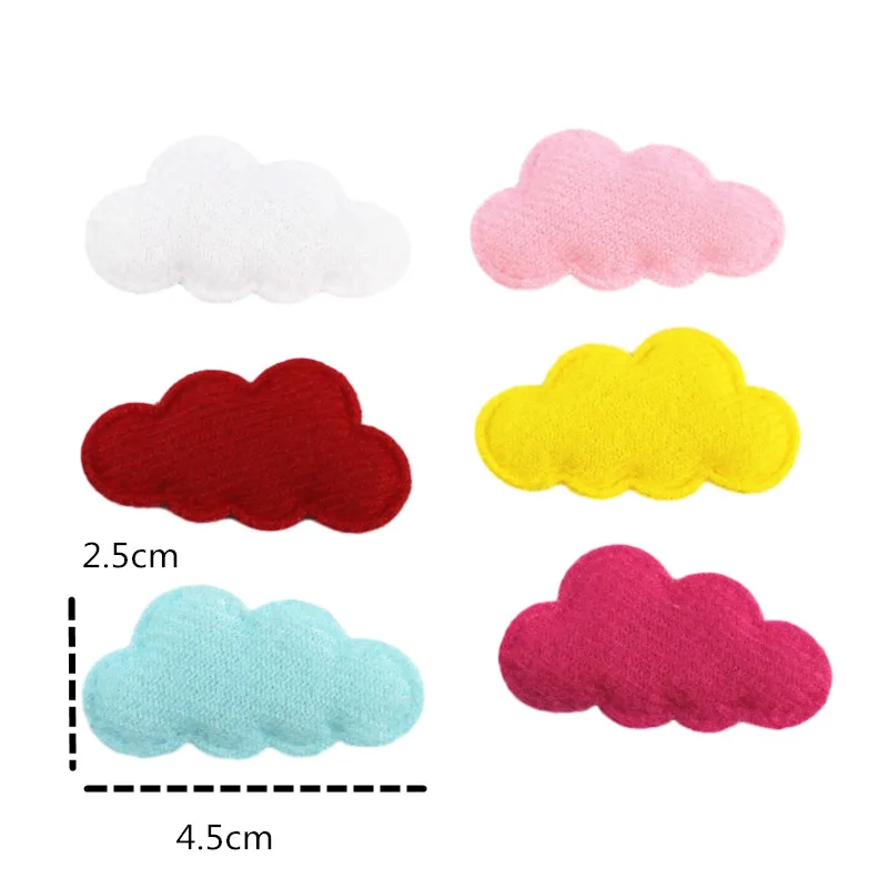 50pcs Cloud Ultrasonic Embossed Applique For Handmade Hat Craft Clothes Sewing Patches DIY Headwear Clips Bow Decor Accessories