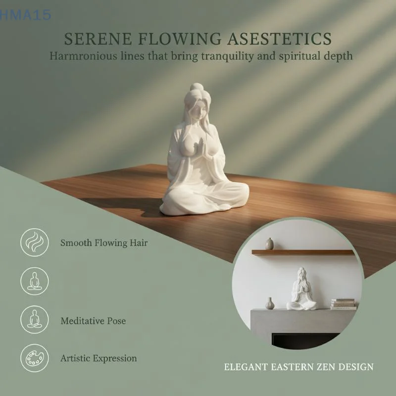 【YA】3D Printed Cross-legged Meditation Female Figurine Mini Zen Desktop Ornament for Home Meditation Room Decor