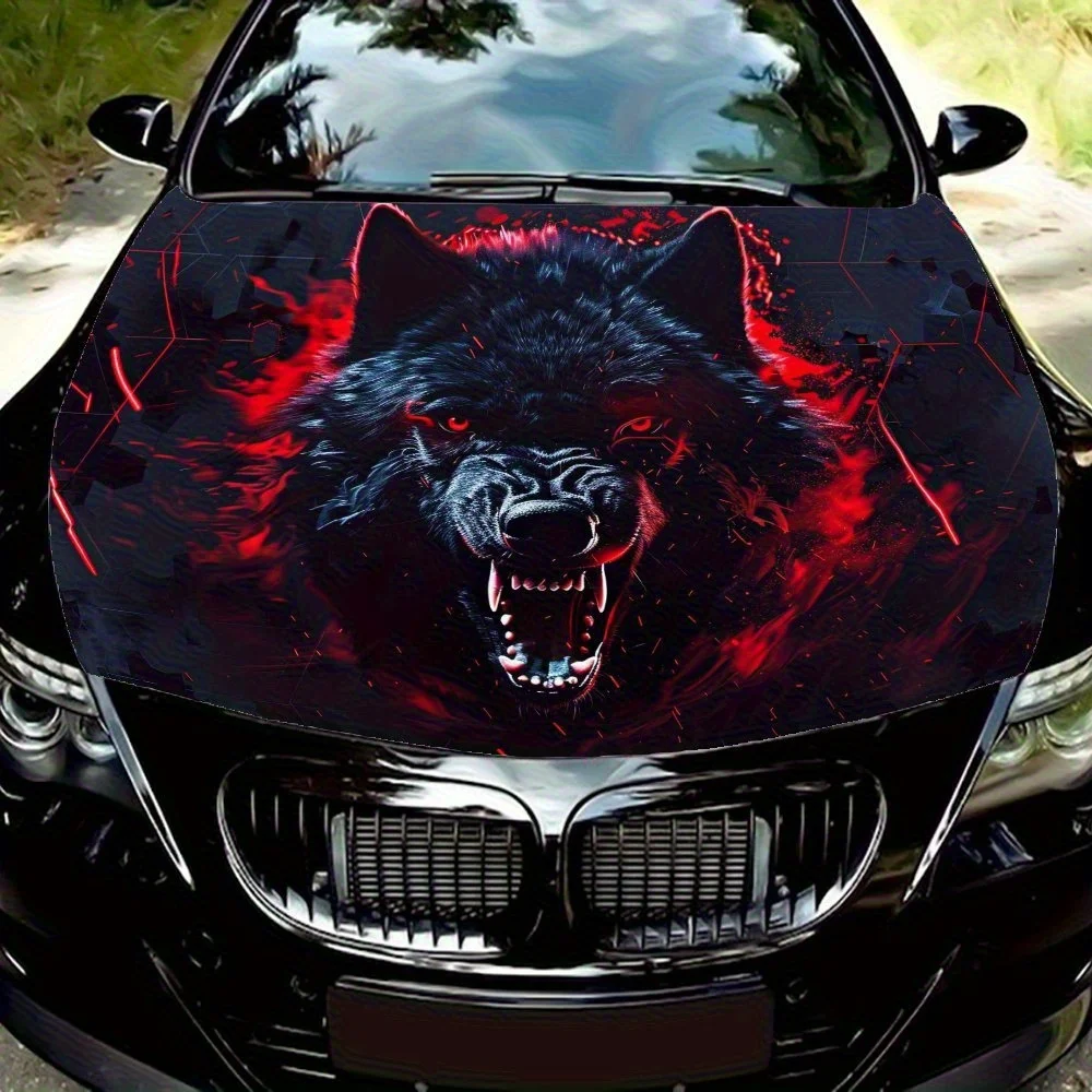 

Evil Blood Wolf Car Hood Decal Sticker - Splash-Resistant PVC Vinyl Wrap, Easy Removal No Residue, Fit For Most Vehicles, Durabl