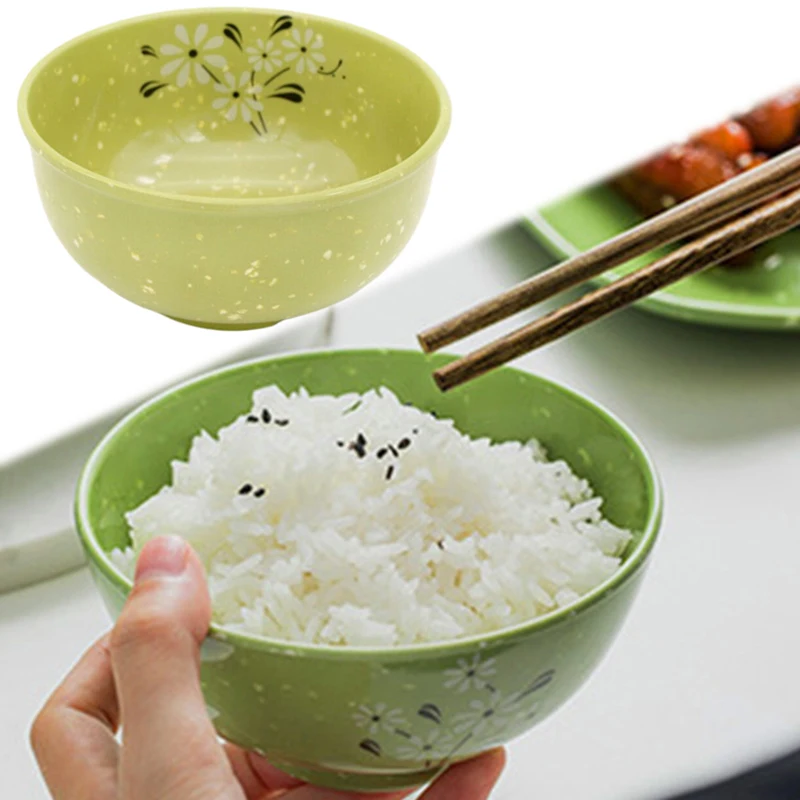 وعاء ميلامين مقاوم للكسر، أوعية سميكة لحساء الأرز على شكل زهرة، أوعية للوجبات الخفيفة، أدوات مائدة طعام بلاستيكية، أوعية صينية خضراء 4.5-8 بوصة