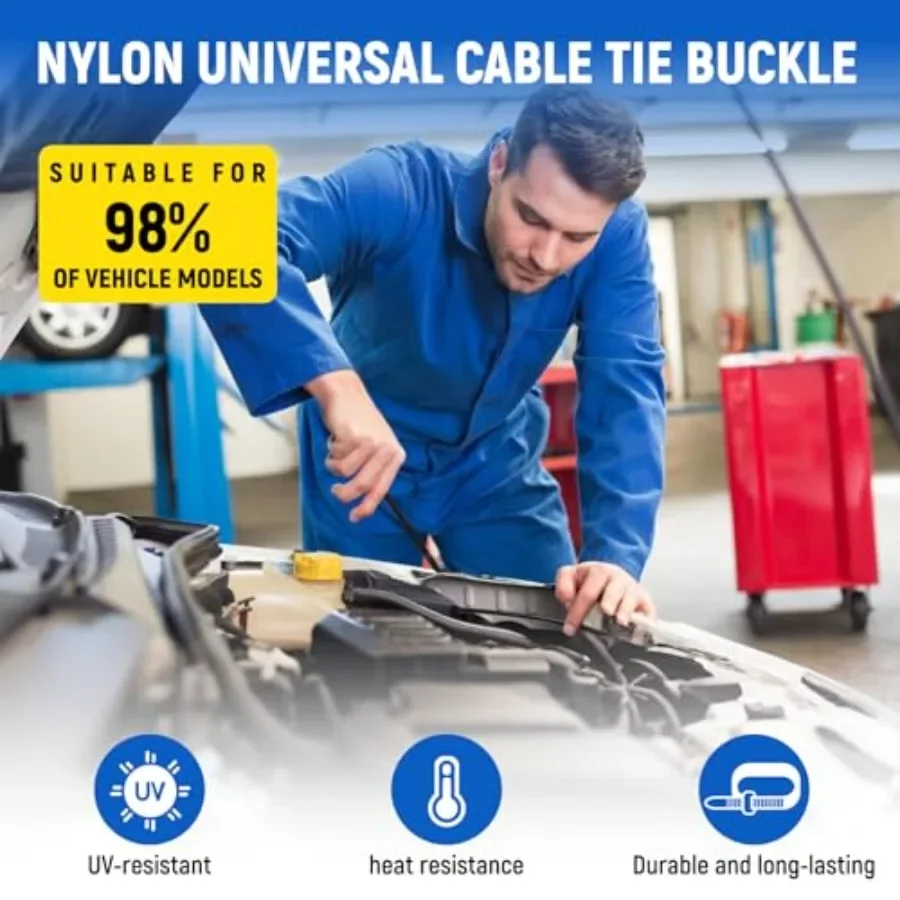 Nylon Universal Cable Tie Buckle, Heavy Duty Self-Locking Nylon Zip Ties Holder, New Multifunctional Cable Tie Buckle for Car D