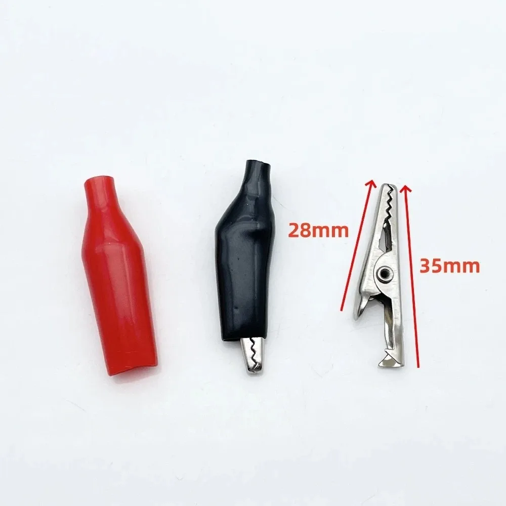 10Pcs Black Red Color Alligator Clip Metal + Plastic Durable Test Probe Clip Soft Plastic Coated 28/35/45mm Size Crocodile Clamp