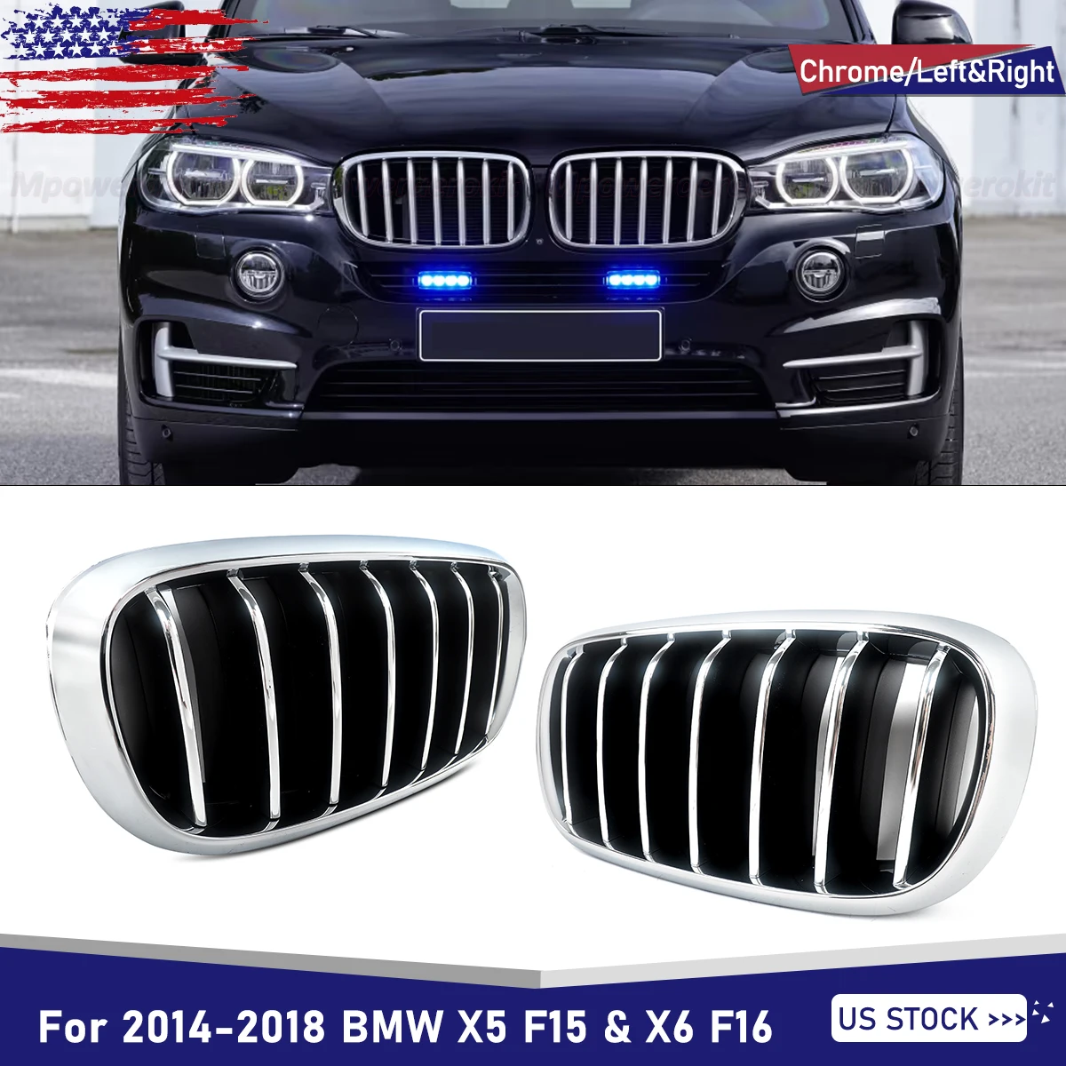 شوايات السباق لسيارات BMW BMW X5 F15 X6 F16 X6M F86 X5M 2013-2018 xDrive 30i 35d 40i M50i OEM نمط أسود استبدال الشبكة الأمامية #6