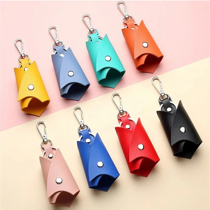 Fashion PU Leather Bat-Shaped Keychain Creative Multi-Color Leather Sheath Metal Keyring for Women Men Car Handbag Phone Pendant