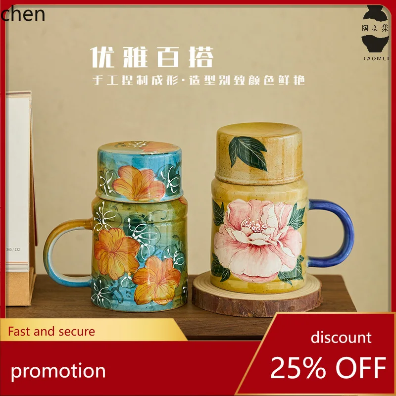 

Hxl ceramic thermos hand-painted office water cup underglaze color mug