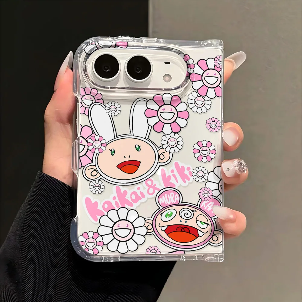 Art T-TakaShis M-MuraKAmis Fashion Acrylic Transparent Phone Case for IPhone Duo 18 Fold Shockproof Clear Ultra Slim Hard Cover