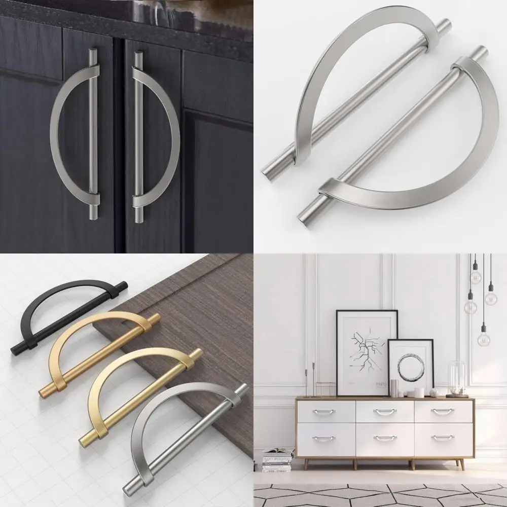 

7.6 Inch Brushed Stain Nickel Cabinet Pulls, Half Moon Design Zinc Handles, Stylish Kitchen Cabinet Hardware