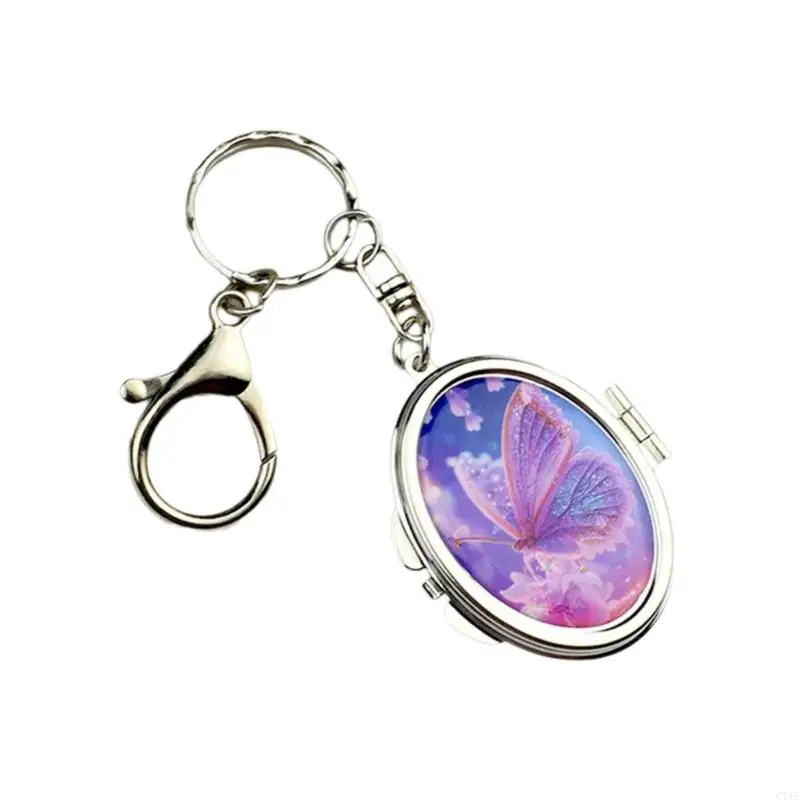 Fashionable Keychain Compact Mirror Featuring Double Sided Reflection Portable Size For Easy Touch Ups Gift