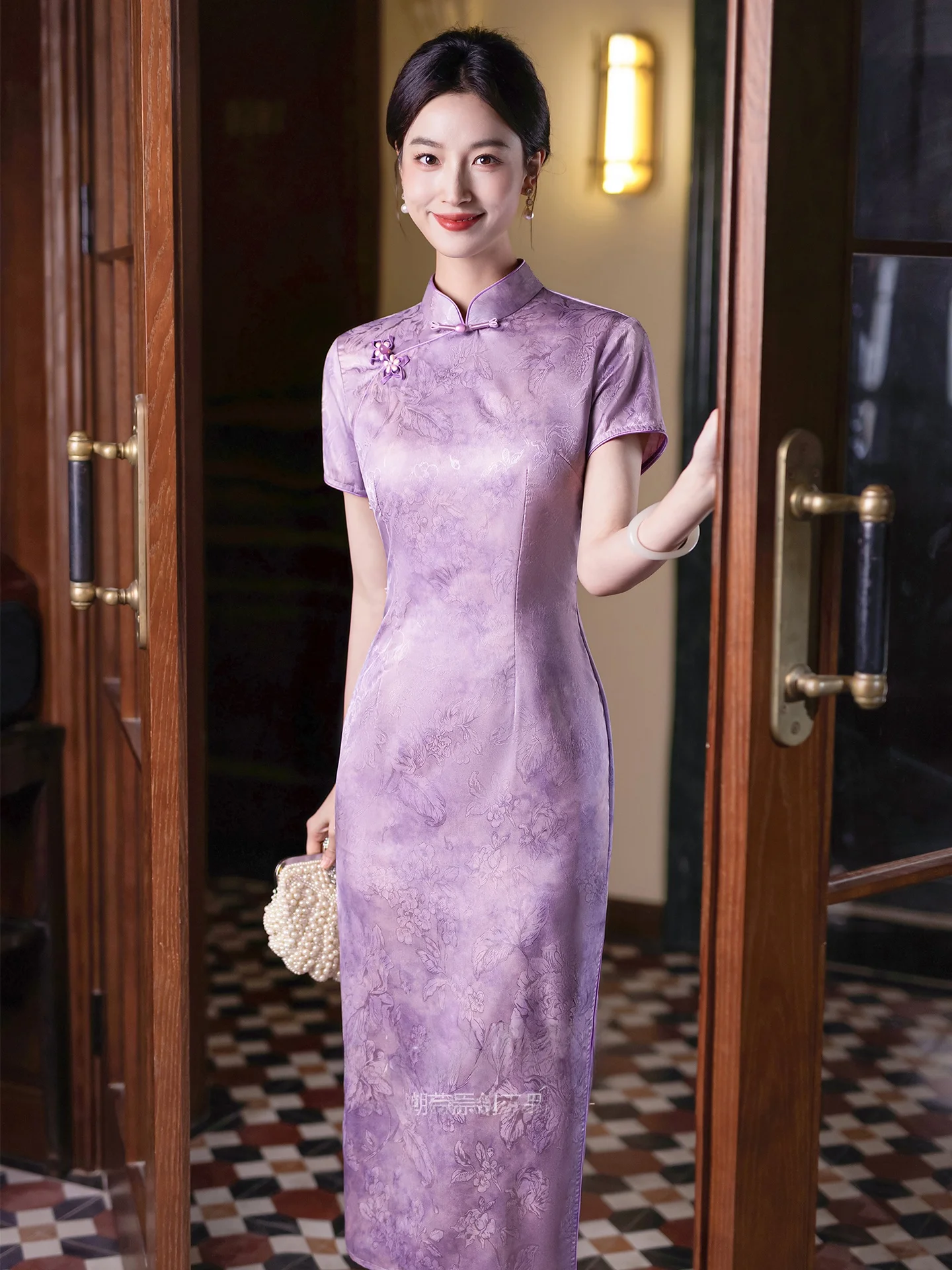 

New Chinese Sle Purple Qipao Beautiful Young Version Daily Wear Improved Wedding Dr for Mothers in 2026 Ele Floral