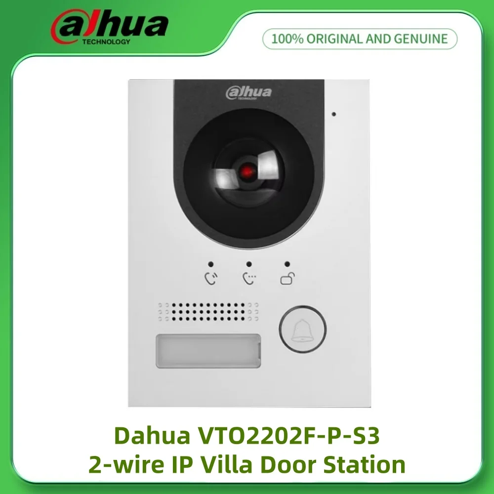 Dahua VTO2202F-P-S3 Estación de puerta IP para villa de 2 cables 2MP HD Colorido 168,6 °   Cámara IK07 y IP65 IK07 y IP65 Videoportero PoE de 2 cables