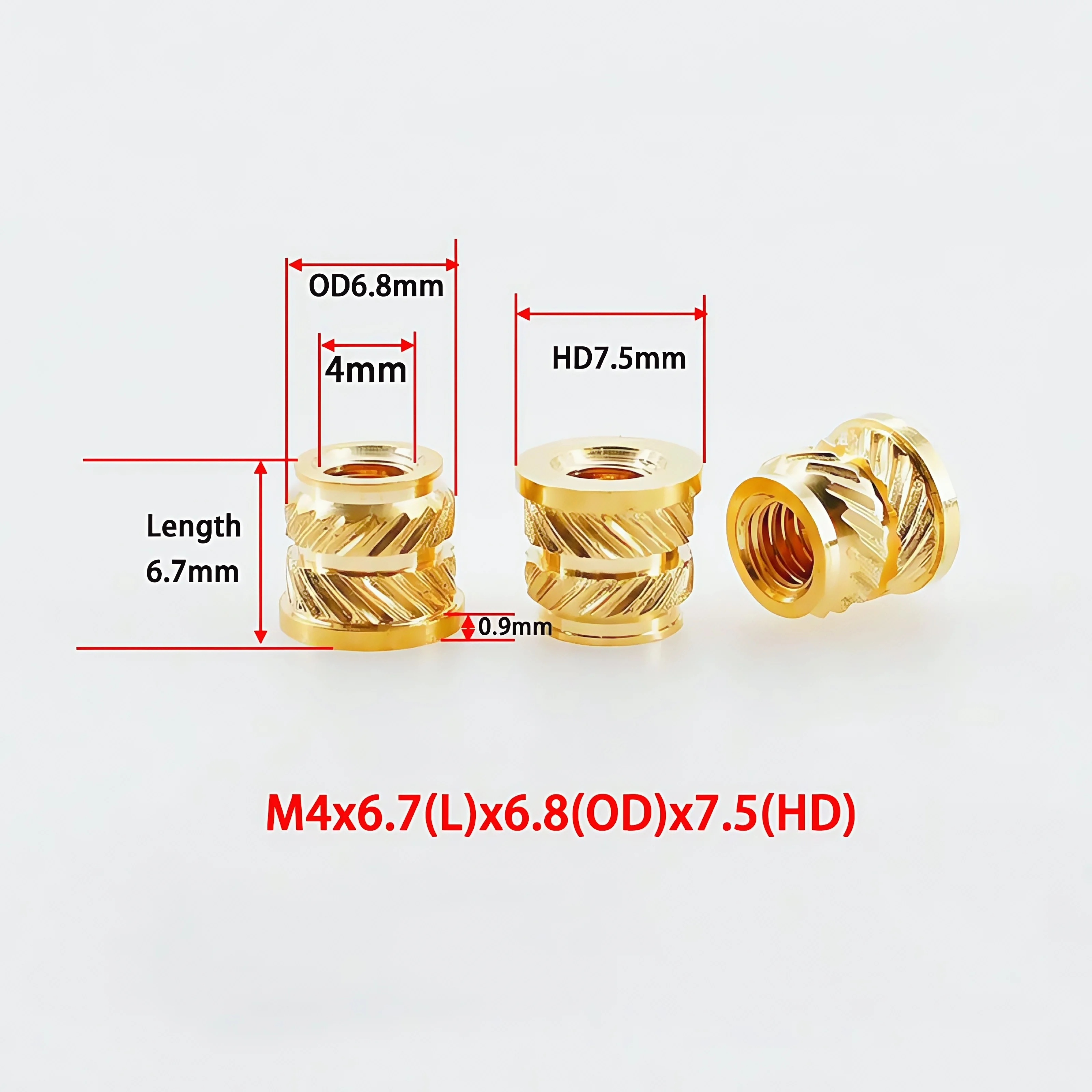 Messing-Wärmeeinsatzmutter M2 M3 M4 M5 M6 M8 Heißschmelzflanschgewinde gerändelt T-Typ Kupfer 3D-Druck Spritzguss-Formmutter