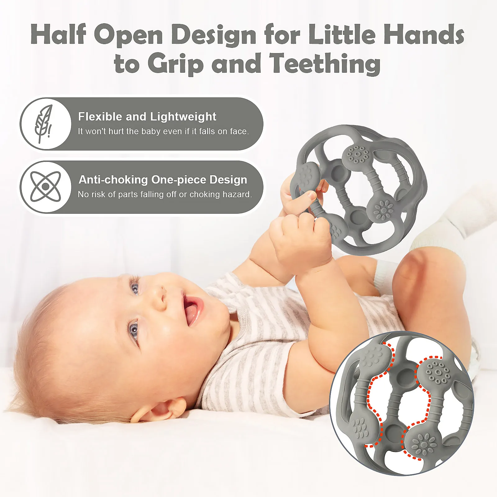 TYRY.HU 1pc New Baby Soft Silicone Creative Teether Infant Chewing Toy Ball Transformable Nursing Gift For Baby BPA Free