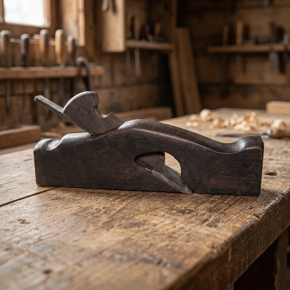 Streamlined Draw Shave Woodworking Plane Premium Steel Blade Ebony Finish Hand Tool For Precision Wood Carving And Smoothing