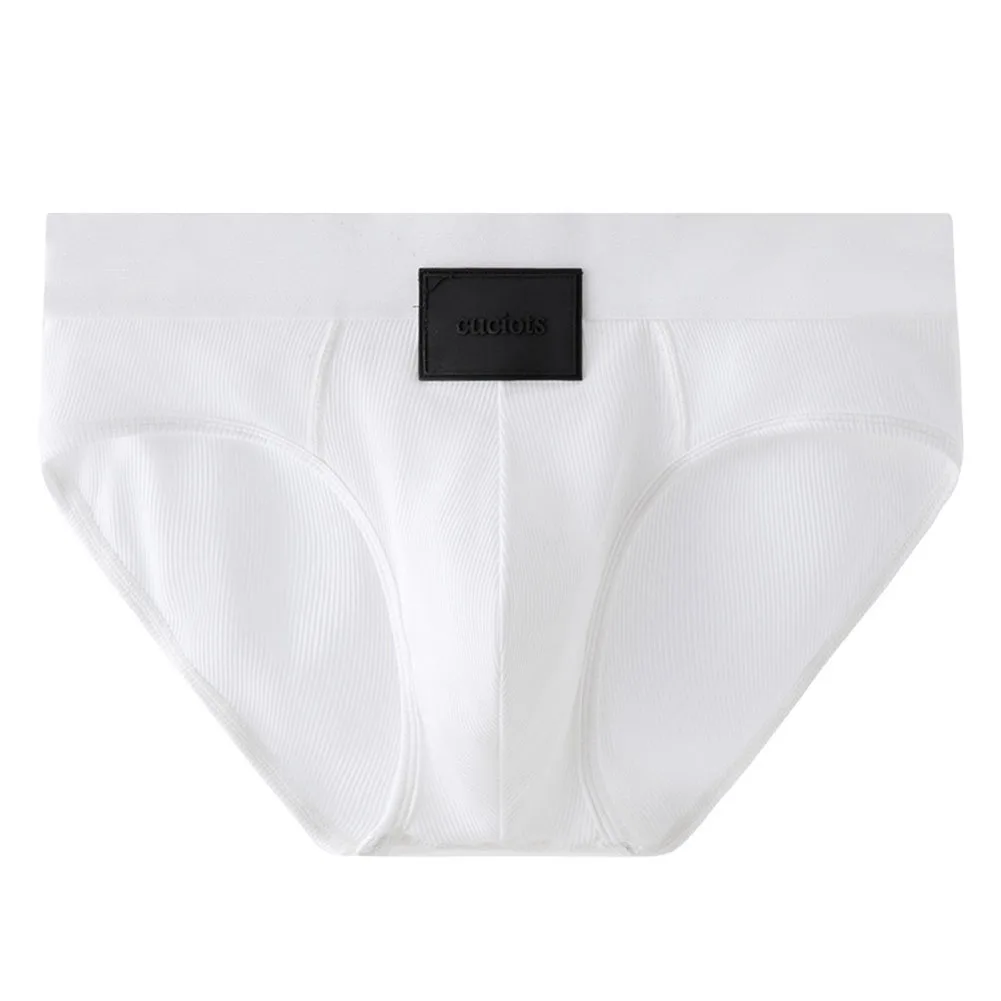 

Mens Cotton Briefs Mid Rise Underwear Breathable Soft Fabric with Convex Pouch Solid Color Underpants for Daily Wear