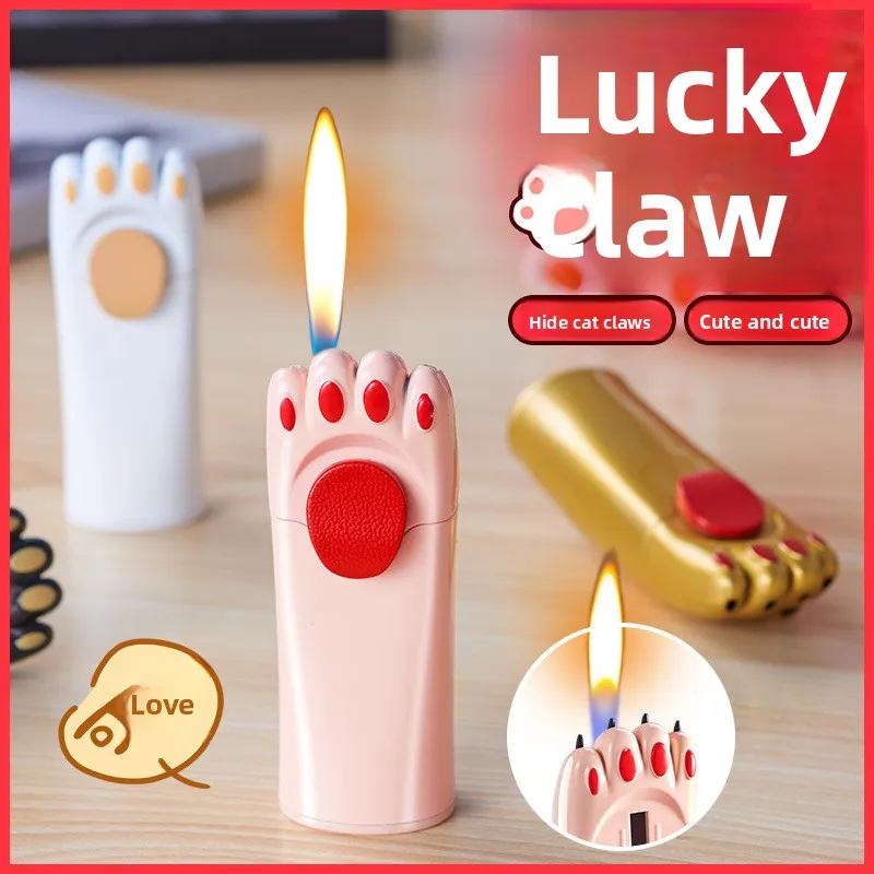 ولاعة جديدة قابلة للنفخ بتصميم مخلب القطط الملون، شعلة توربو، لهب مفتوح، مشعل محمول، هدية للرجال #1