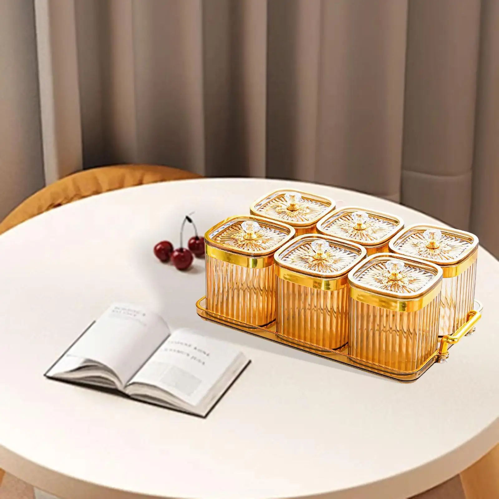 Dried Fruit Snack Tray ABS Material Divided Platter with Cover Berries Tray for Home Entertaining