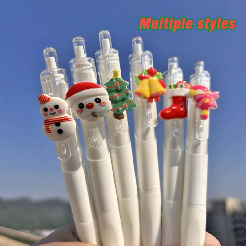 2 PCS Christmas Kawaii Push Gel Pens Animal Pens Cute School Supplies Stationery Office Gel Pen  Aesthetic Stationery Gift