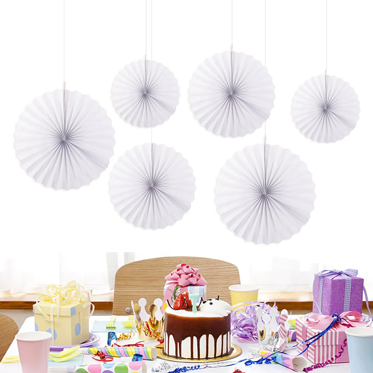 

1Set White Paper Fan Flower Friendly Wedding Supplies Party Decorations Home Window Hangings Paper Ornament