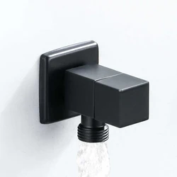 Vanne d'angle de contrôle de l'eau, robinet de salle de bains d'angle en or, robinets noirs en acier inoxydable 1/2