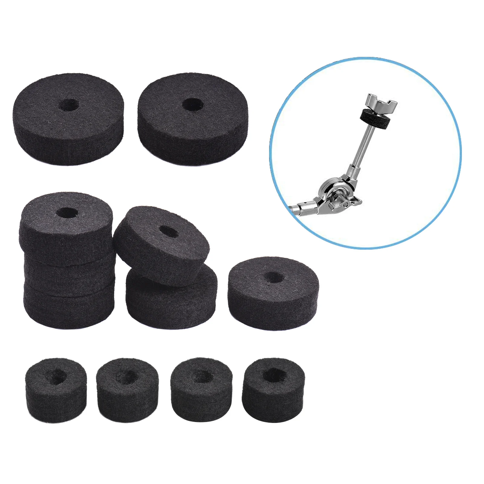 23pcs Cymbal Replacement Accessories Drum Parts with Stand Felts Drum Cymbal Felt Pad Include Sleeves Drum Key Wing Nuts Washers