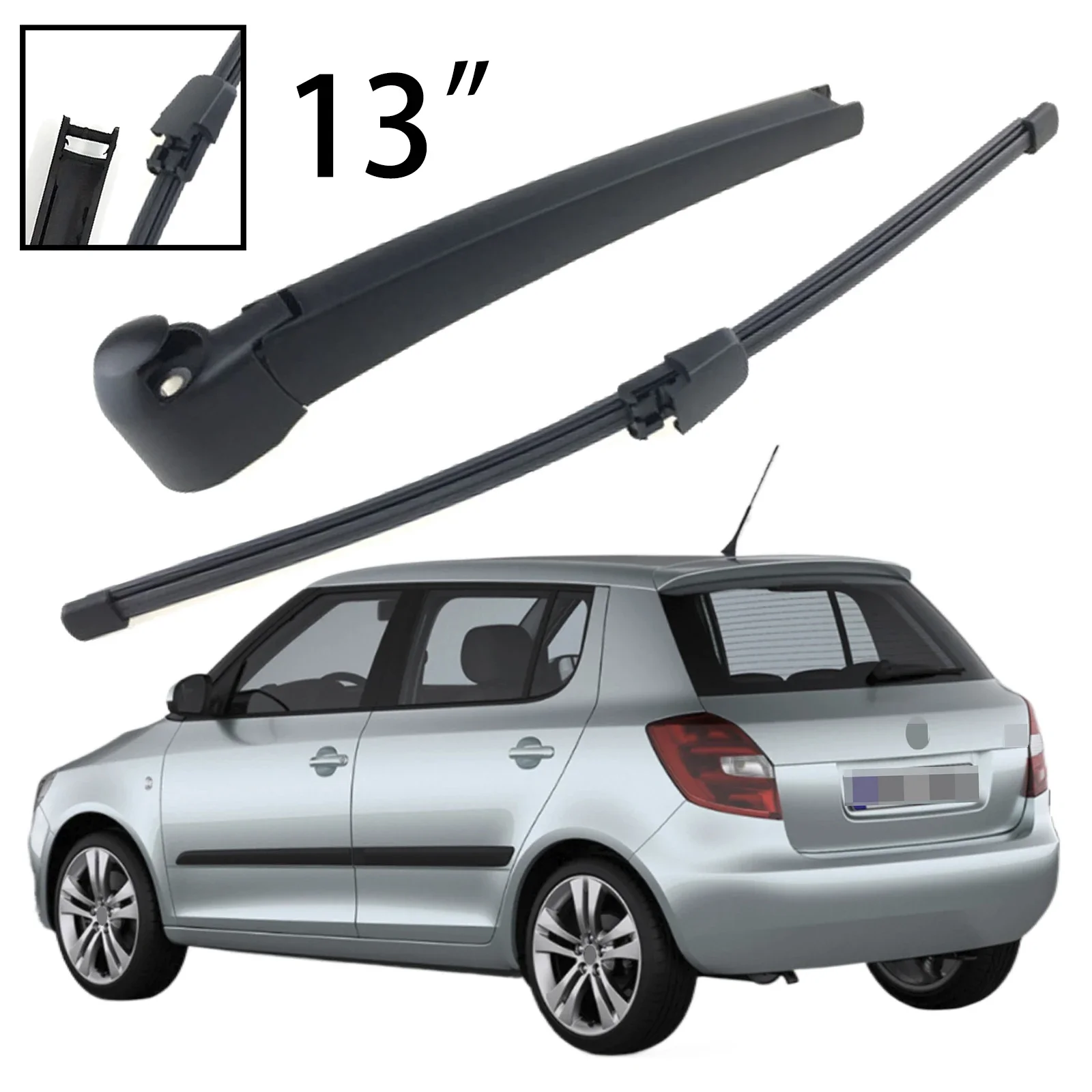 

13" Rear Windshield Windscreen Washer Wiper Arm Blade Set For Skoda Fabia MK2 5J Hatchback 2007-2013 Car Accessories Accsesories