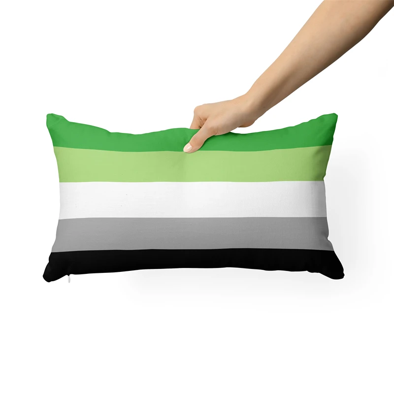 

Gaslight Gatekeep Girlboss Aromantic Pride Flag Rainbow LGBT Rectangular Throw Pillow Covers Cushion Cases Pillowcases