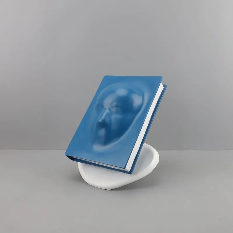 European Resin Human Face Book Sculpture Ornament Abstract Art Figure Small Statue Living Room and Office Book Decoration Gifts