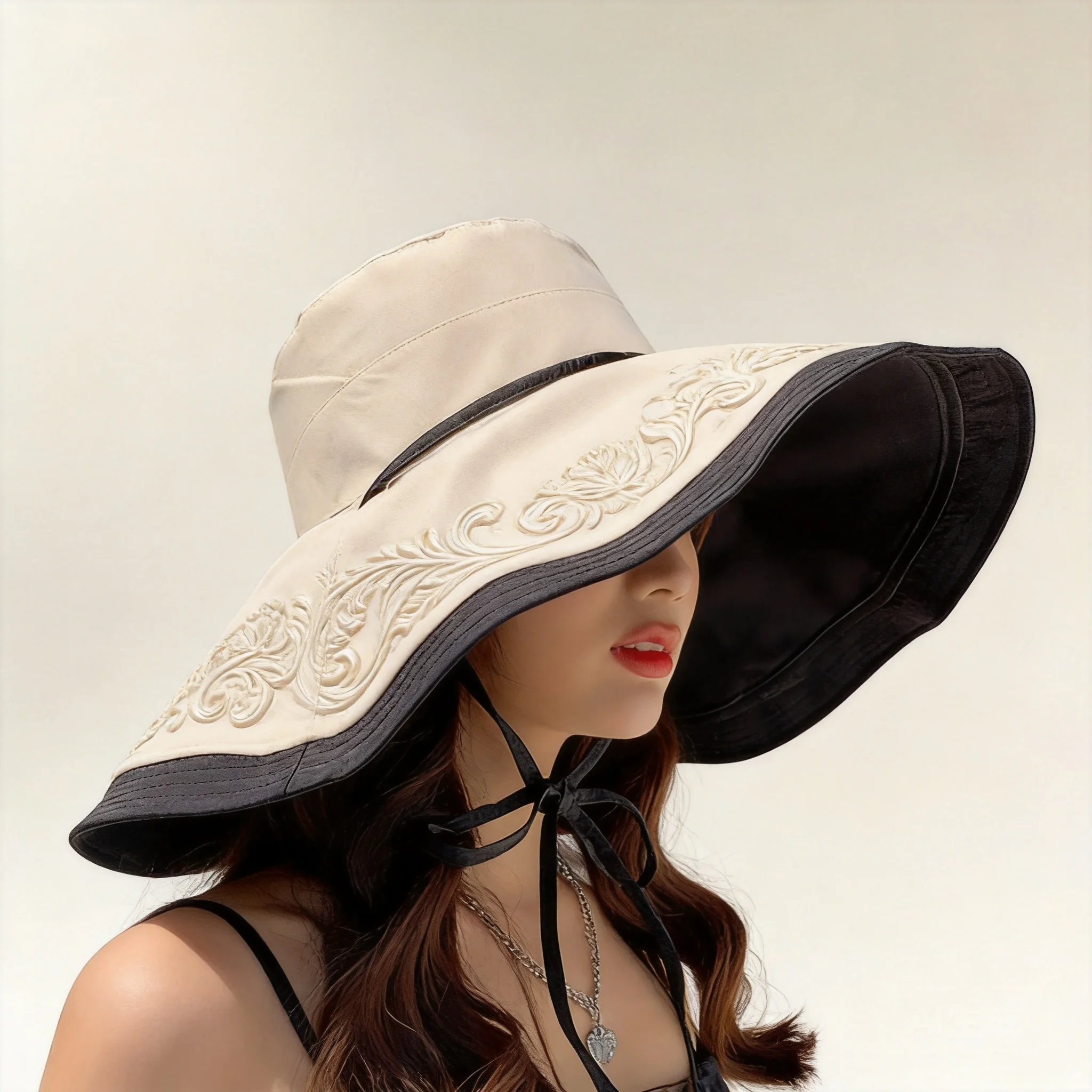 Womens 100 Percent Cotton Extra Wide Brim Bucket Hat Summer Uv Protection Sun Hat Reversible Foldable Outdoor Beach Shade Hat