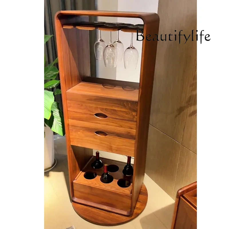 

XS American Villa Clubhouse Rotating Against The Wall Solid Wood Corner Cabinet Living Room Side Cabinet Single Door Wine Rack