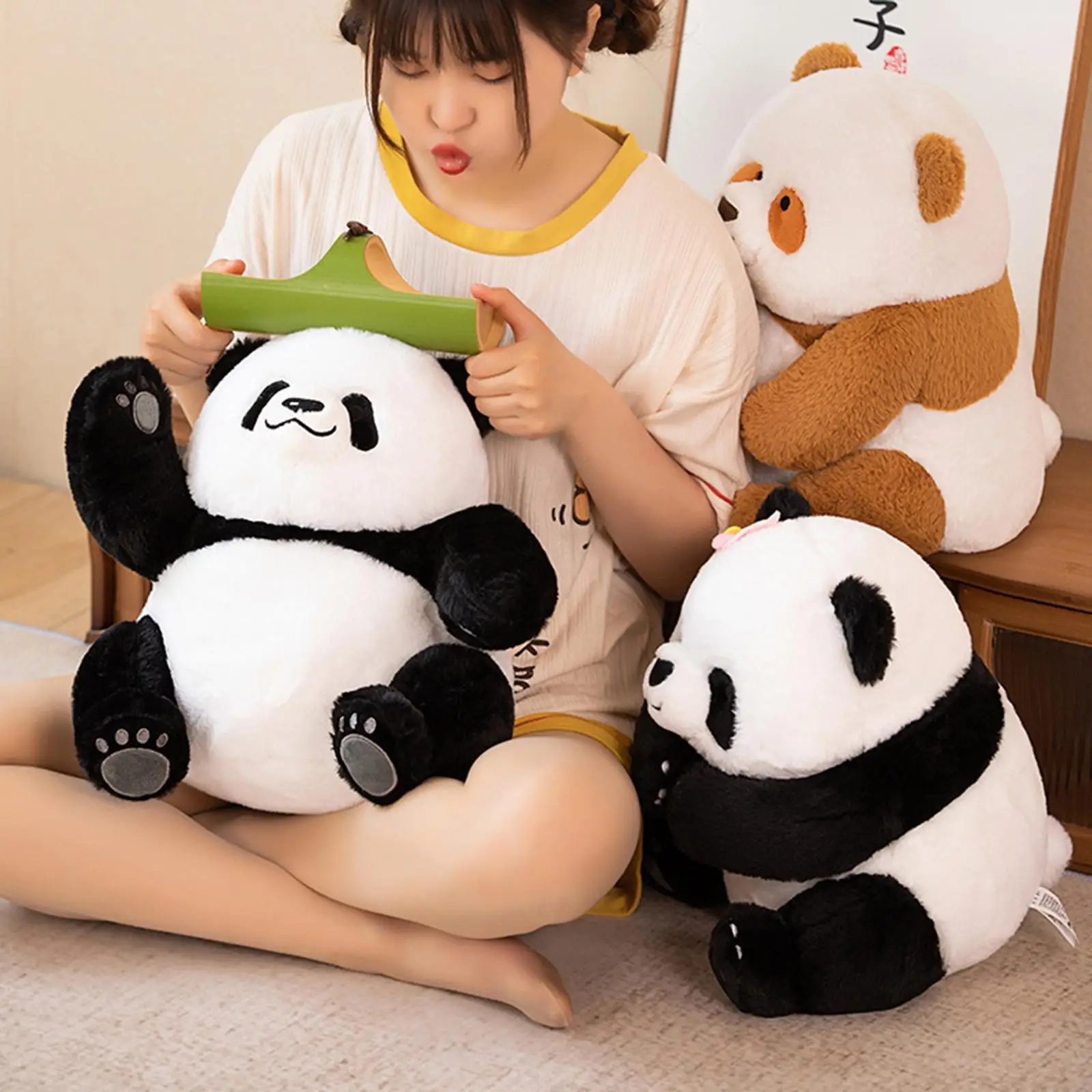 Panda Stuffed Animal Plush Doll Cute Cuddly Pillow for Sofa Living Room Home Decor Kids Bedroom Sleep Gift