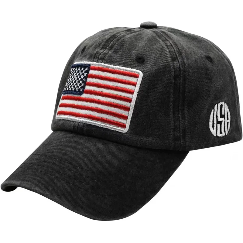 Men's and Women's Sports Leisure New Fashionable Adjustable Embroidered American Flag Baseball Hat Youth Black