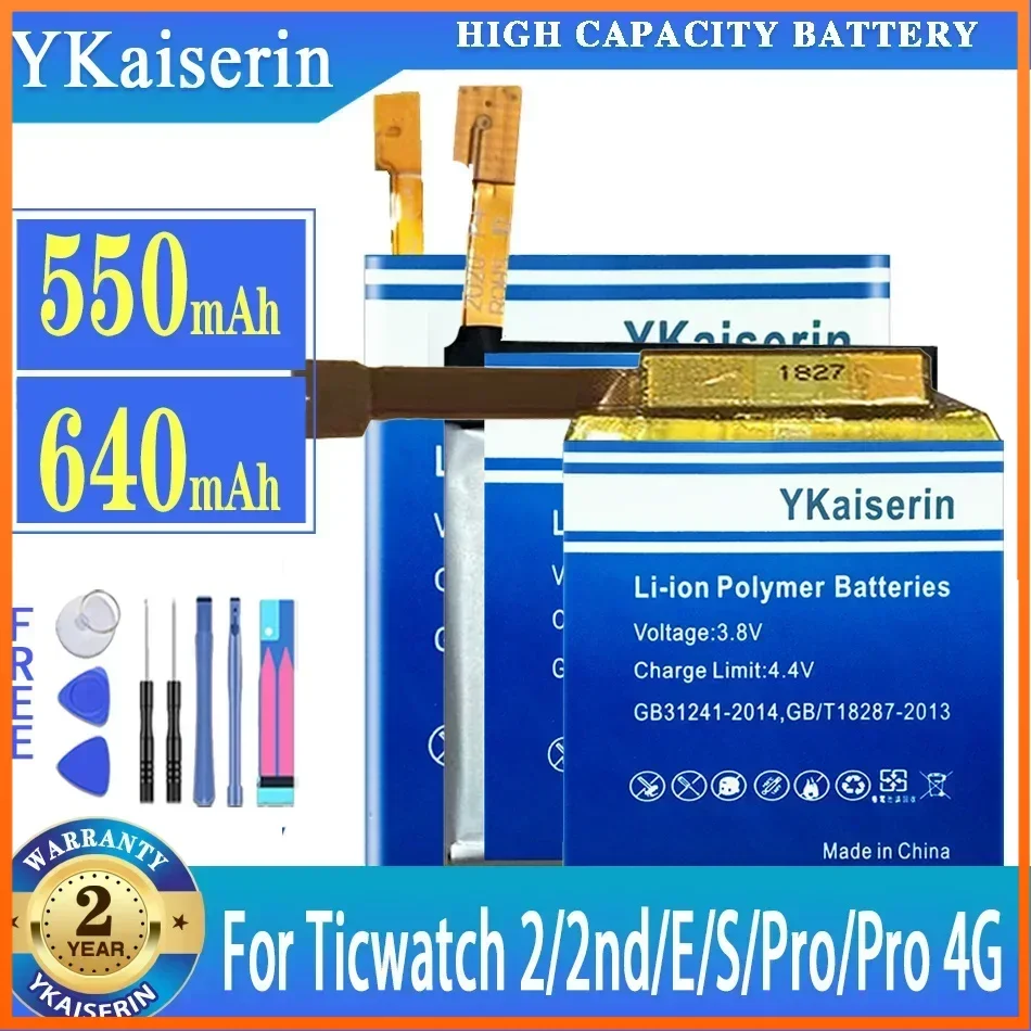 

YKaiserin Battery For Ticwatch 2/2nd/E/S/pro Bluetooth/4G Version For Ticwatch2 TicwatchE TicwatchS Watch Batterij + Free Tools