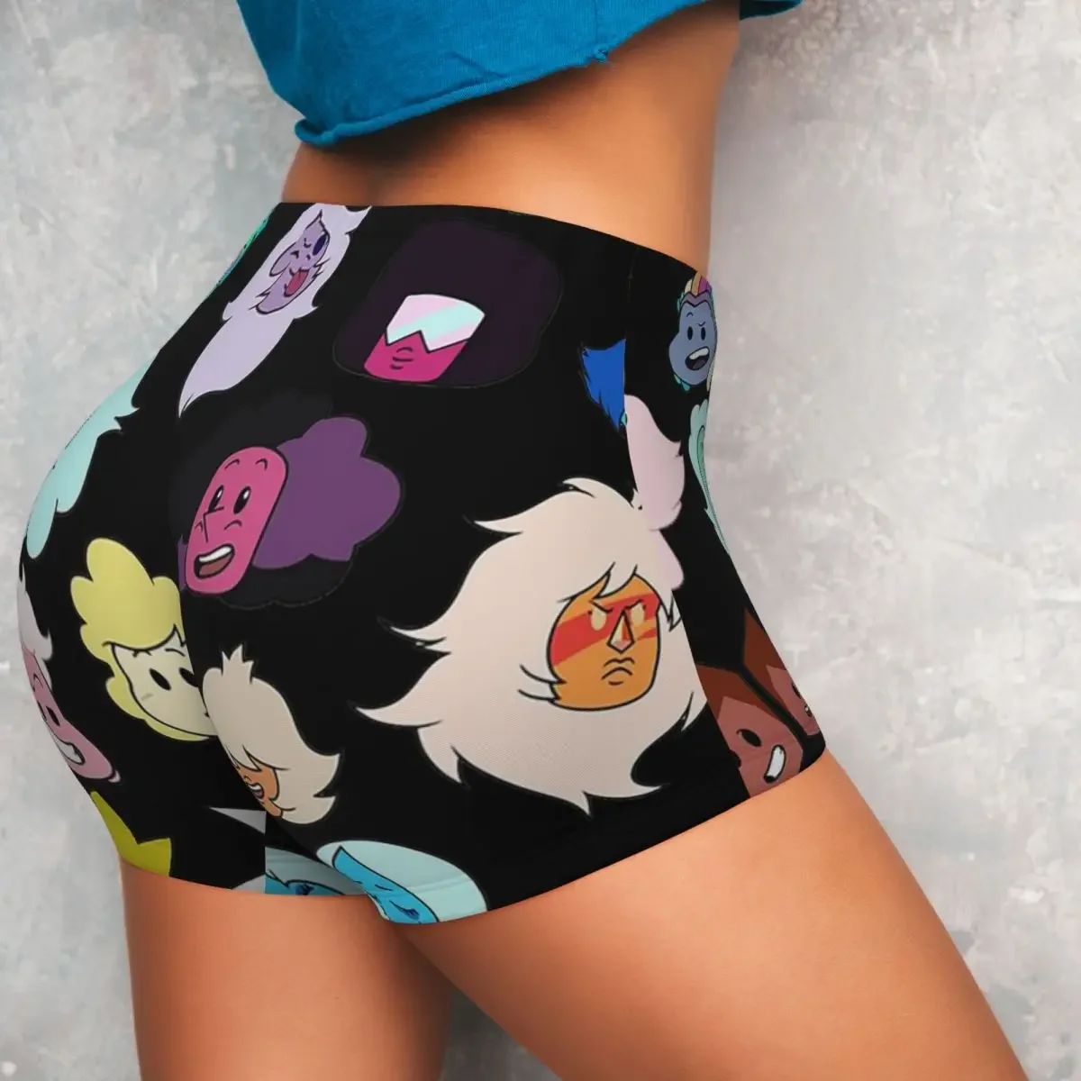Custom Steven Universe Heads Yoga Shorts Women Gym Workout Running Athletic Volleyball Biker Shorts