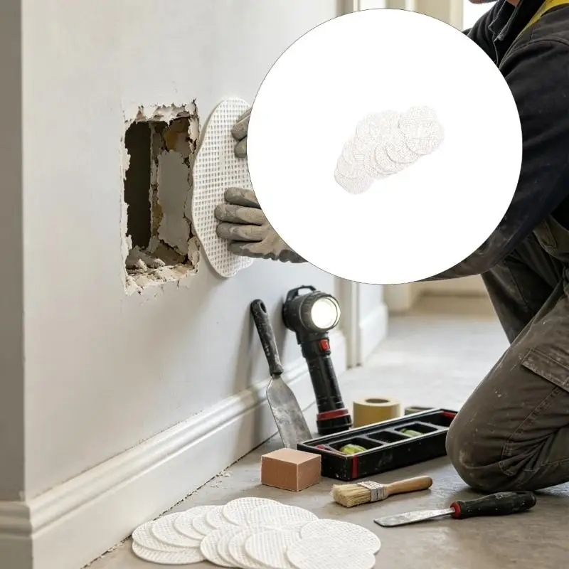 652F Wall Hole Repair Discs for Mounting Openings, Gypsum Trim to Size Repair Discs for Shelf, Curtain Rod, and Home Reinstall