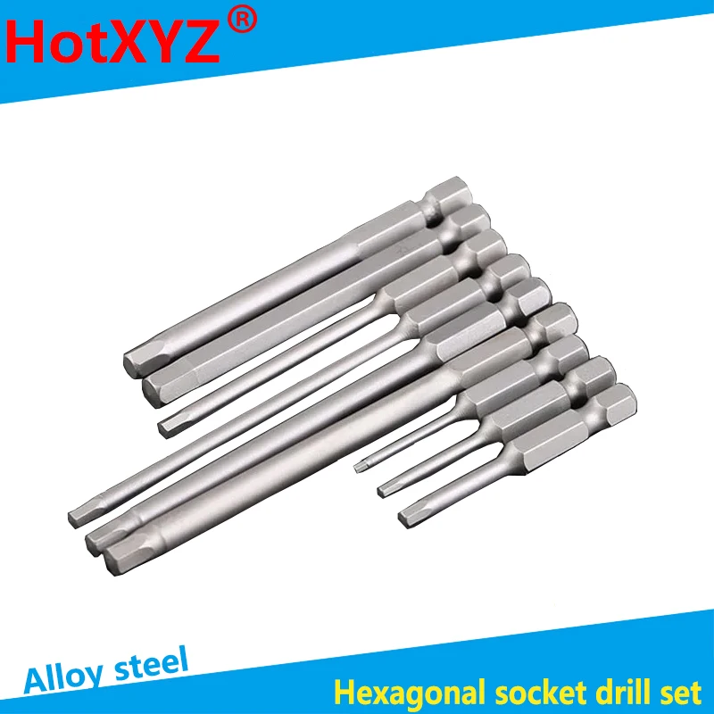 Hexagonal Socket Electric Screwdriver Bits Hex Socket Bits Group Alloy Steel Magnetic Bits Group H1.5-H2-H2.5-H3-H4-H5-H6-H8