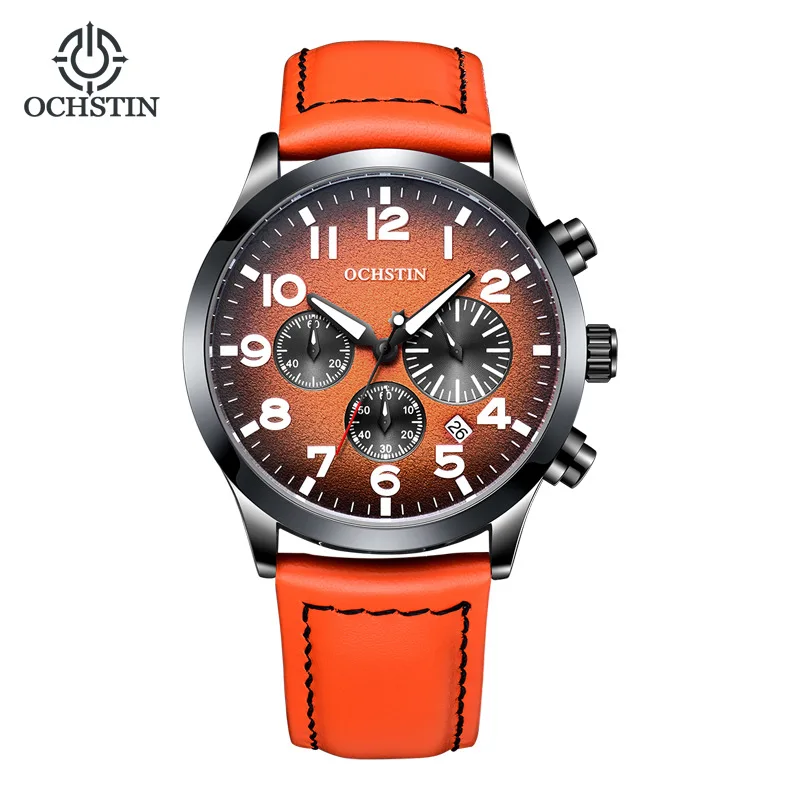 OCHSTIN* brand new 6-pin multi-functional men's leather waterproof watch fashion quartz watch