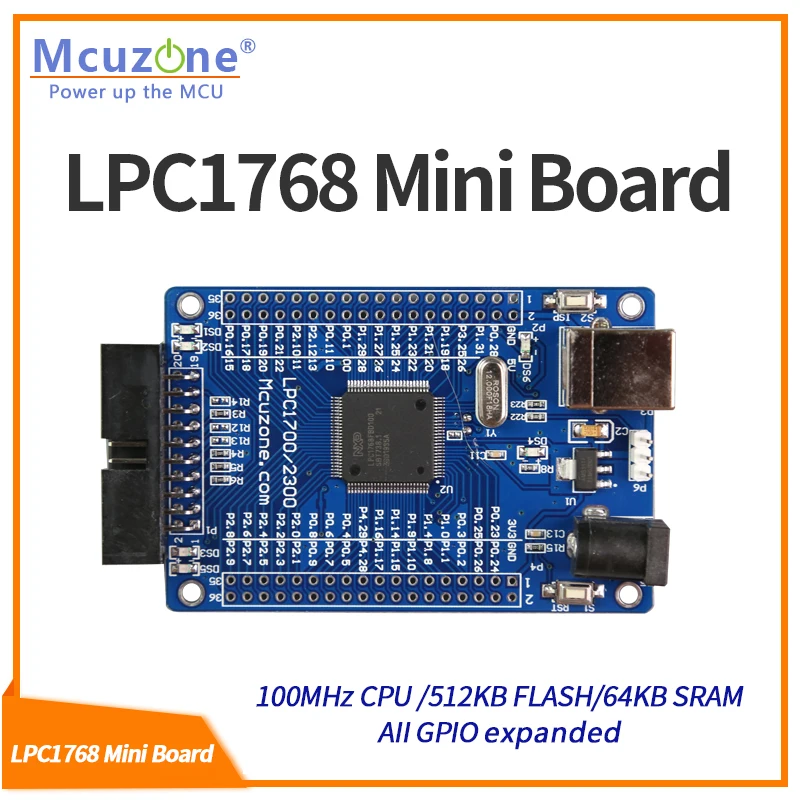 LPC1768 Mini Board 100MHz Cortex-M3, USB, EMAC, UART, SPI, I2C, ADC, DAC, SD NXP GPIO CAN