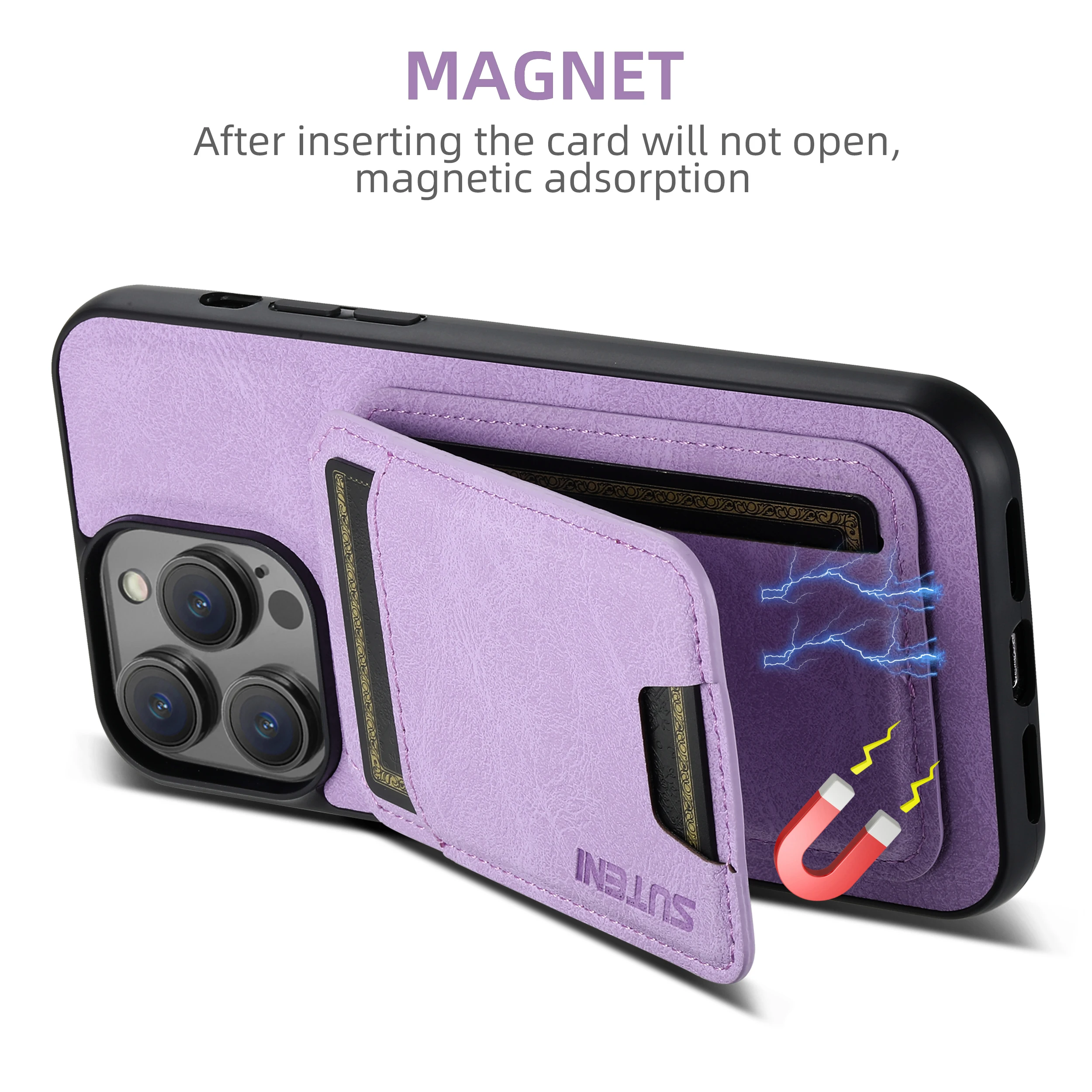 SUTENI Kartenhalter Kartenhülle Handyhülle Luxus PU Leder Handyhalter für iPhone 16 Pro Max 15Plus 14 13 12 11 XR X – Detail 18