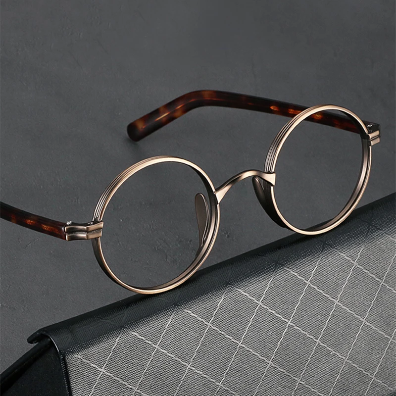 Handmade Retro Round Glasses Frame for Men Vintage Ultralight Titanium Optical Eyeglasses Women KMN Brand Design Trendy Eyewear