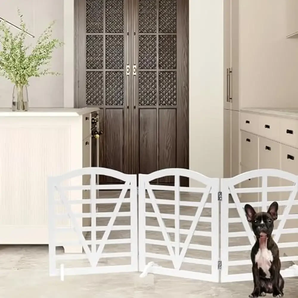 Foldable Freestanding Dog Gate Indoor Use Pet Barrier Doorways Stairs & Hallways 60.8