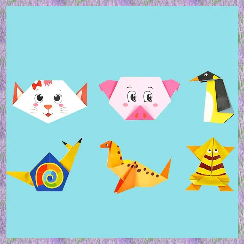 친환경-108 Pcs 만화 종이 접기 책 종이 예술과 공예 DIY 수제 3D 퍼즐 어린이를위한 동물 공예 교육 어린이 T