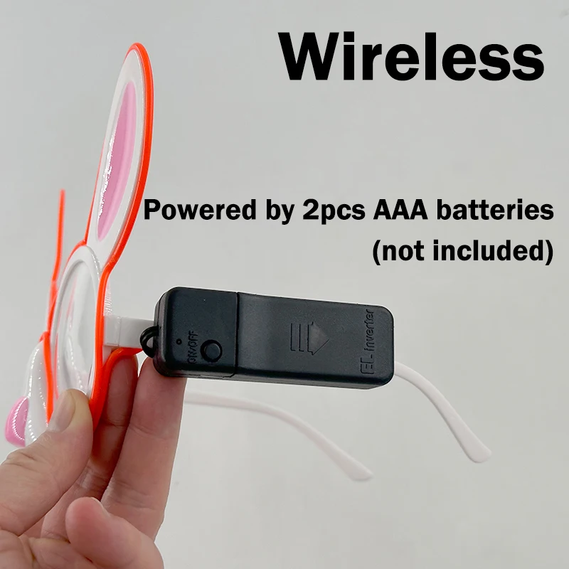 Wireless Cute LED Light Up Flashing Rabbit Glasses Neon El Wire Rave Glasses for Women Girl Birthday Party Wedding Décor