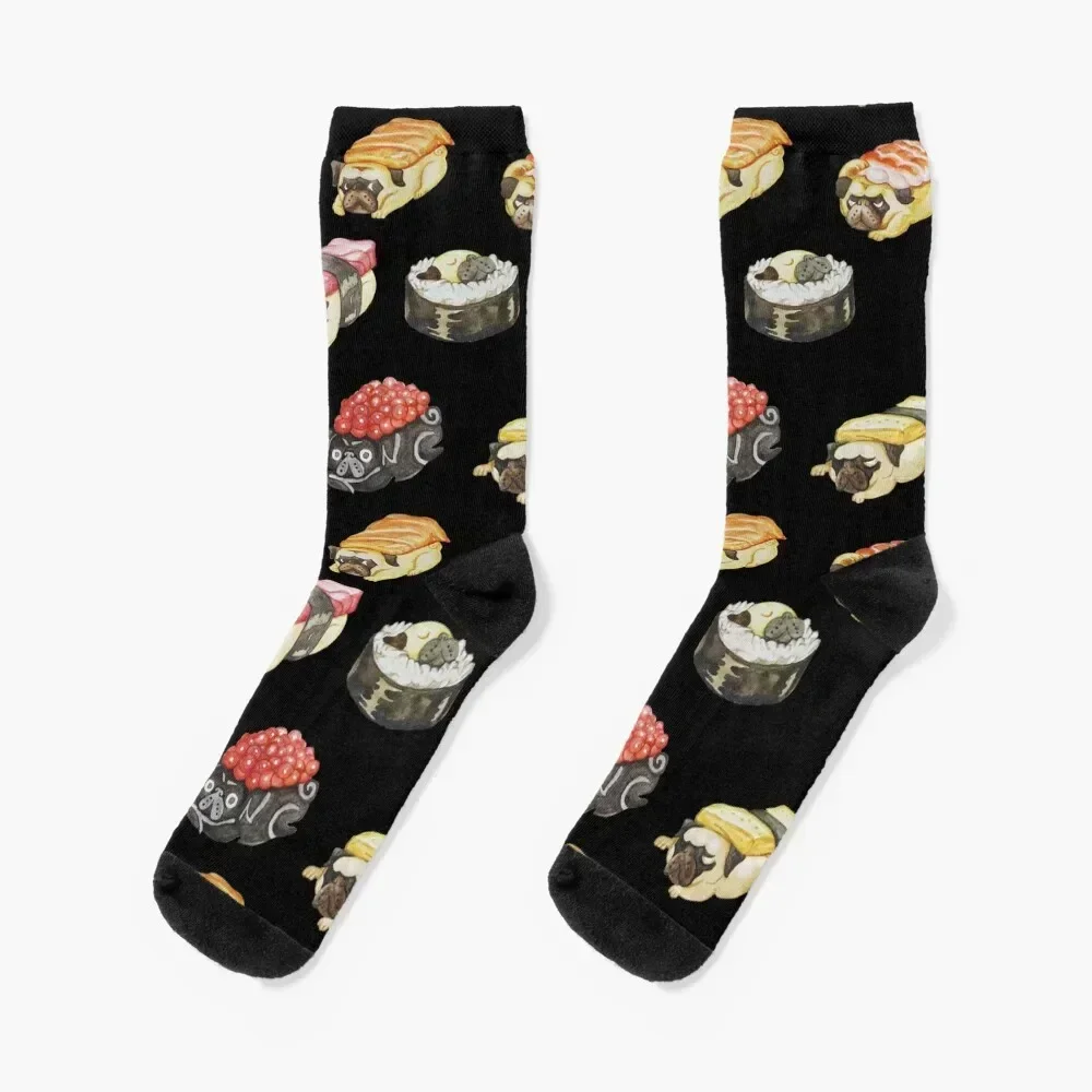 Sushi Pug Watercolor Socks christmas gifts hiking Socks For Man Women's