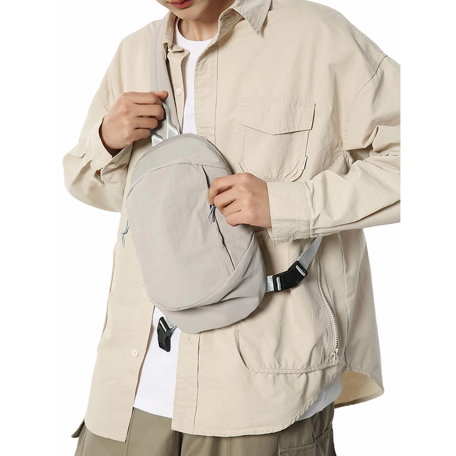 

New trendy brand simple large capacity crossbody bag for men's casual outdoor lightweight chest bag, cycling shoulder bag